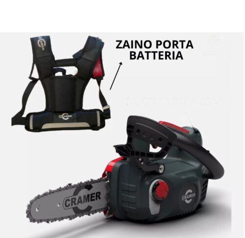 Motosega da potatura 82volt CRAMER 82TCS15 CON ZAINO PORTA BATTERIA  batteria 5 Ah e caricabatteria in omaggio la seconda batteria