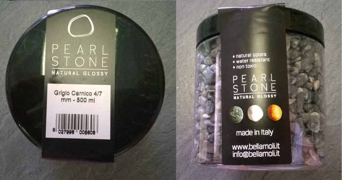 Pietre decorative-granulati in Barattolo da 500g colore GRIGIO CARNICO spessore 4/7mm