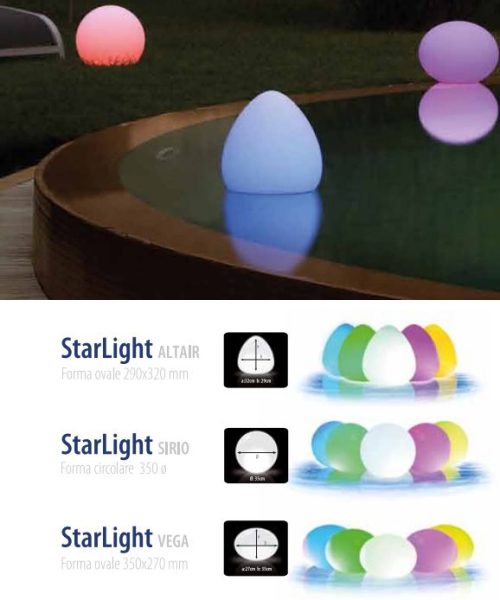 Lampada LED, starlight SIRIO sferica galleggiante, luce multicolore wireless