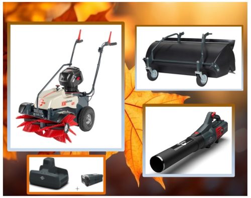 PRO CRAMER III 
Spazzatrice Cramer KM Domus 82V + Batteria 6 Ah + Caricabatteria + Raccoglitore Domus + Soffiatore